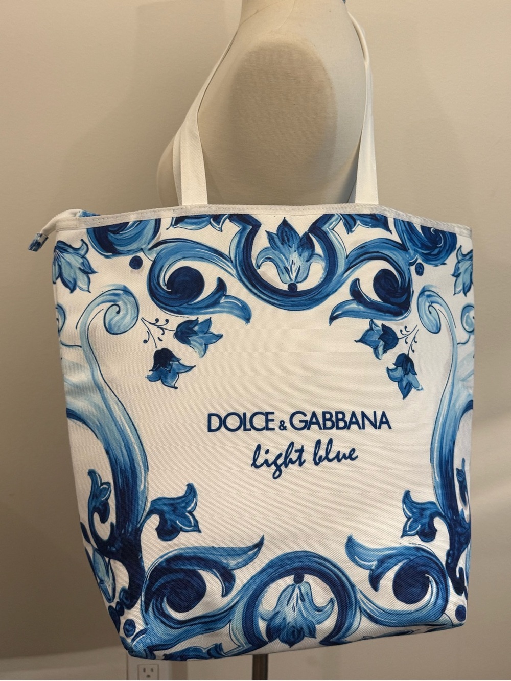 Dolce & Gabbana Light Blue Insulated Cooler Tote - Signature Baroque Design